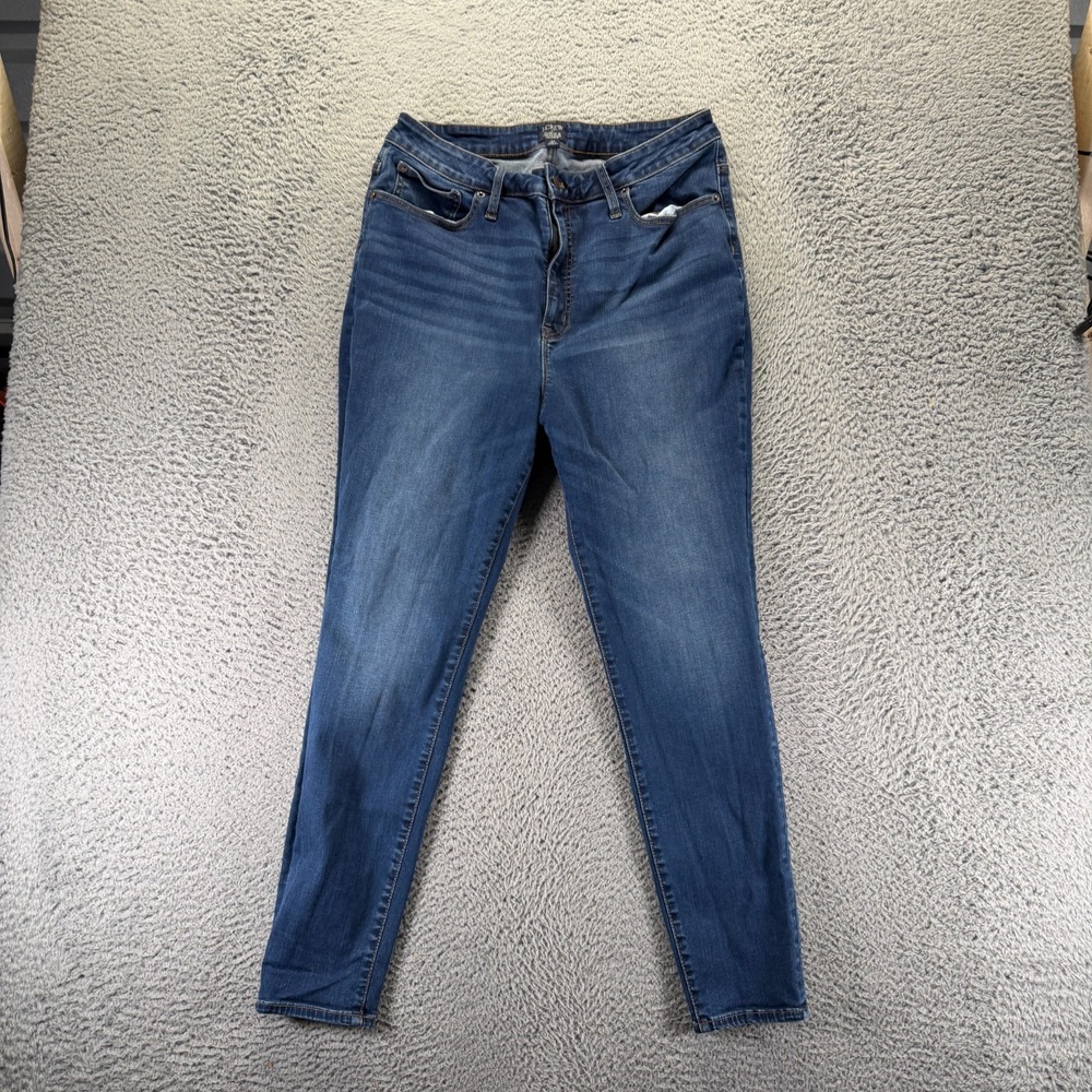 J.Crew Jeans‎ Womens 32x27 Blue Cotton Denim Skinny Faded Workwear Hi-Rise Curvy